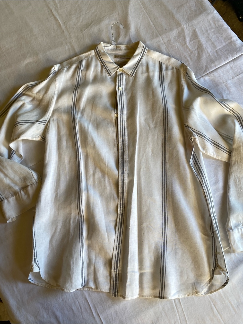 Banana Republic Cream Shirt with Gray Stripes